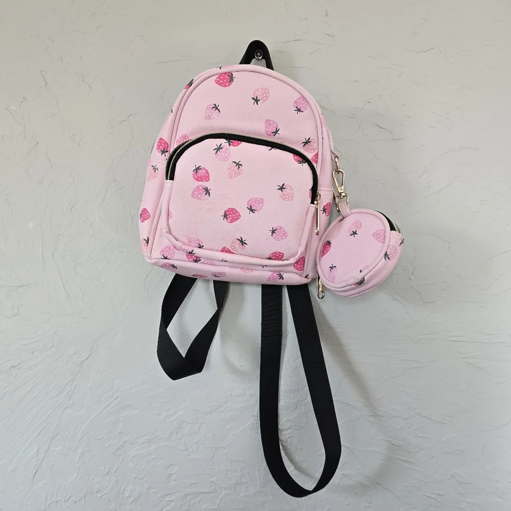 Pink Adorable Strawberry Backpack Claire's
